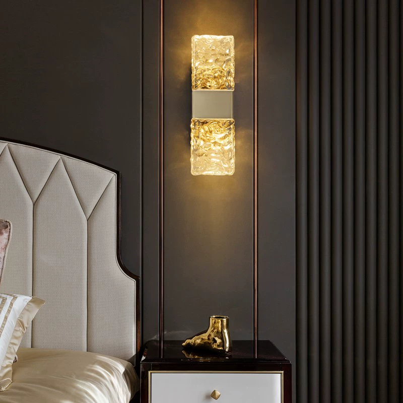 Lampu dinding mewah dari tembaga murni dengan kristal